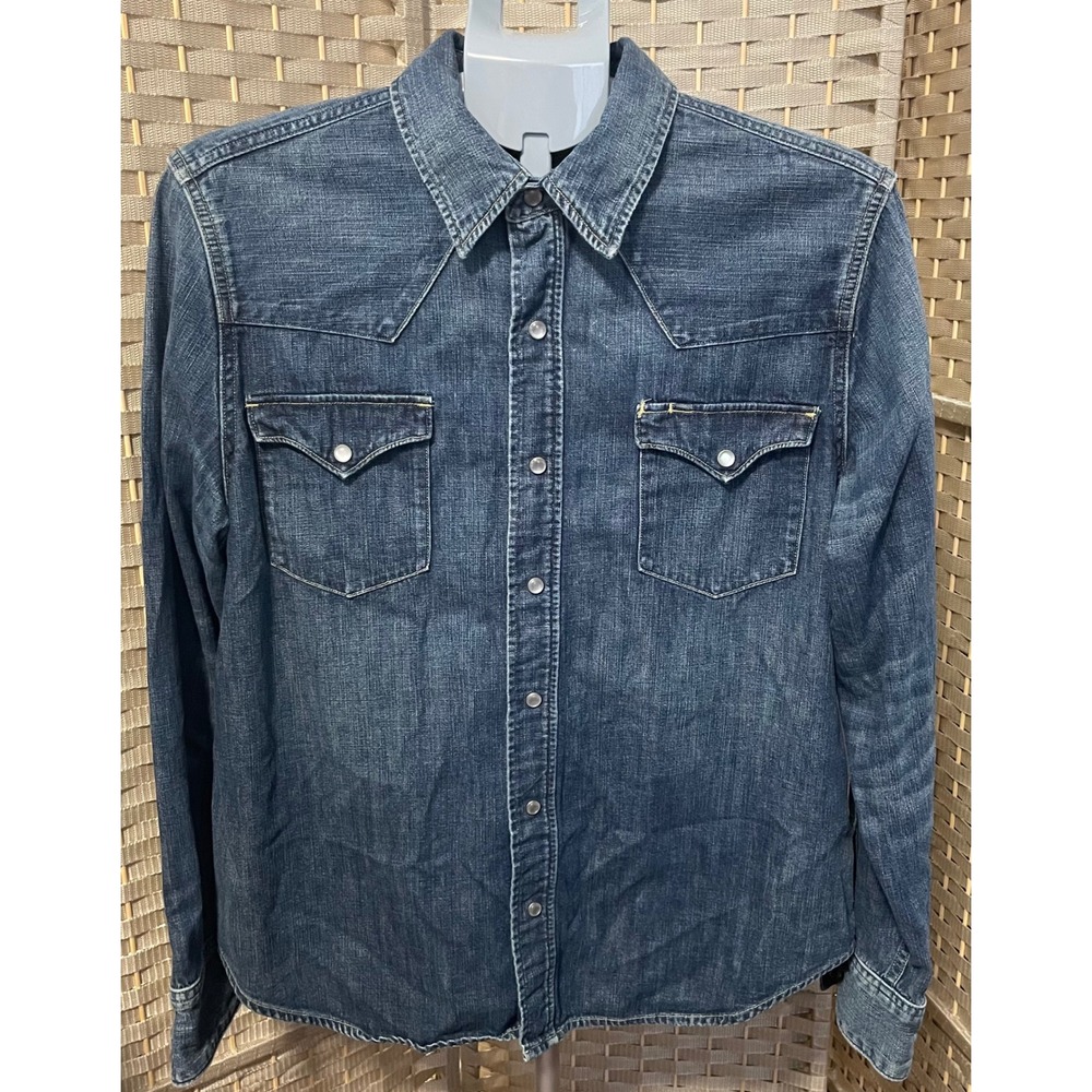 Vintage Polo Ralph Lauren Authentic Dungarees Denim Western Shirt Pearl Snap XL